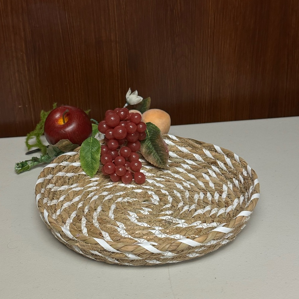 Target Brown and White Round Woven Tray